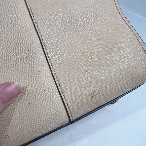 Rebecca Minkoff MAB M.A.B Tote Tan Leather Structured Shoulder Bag Work Purse - Picture 9 of 13